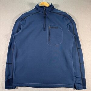 Vintage Marmot‎ Jacket Mens Large Blue Polartec Quarter Zip Utility Comfort Hike